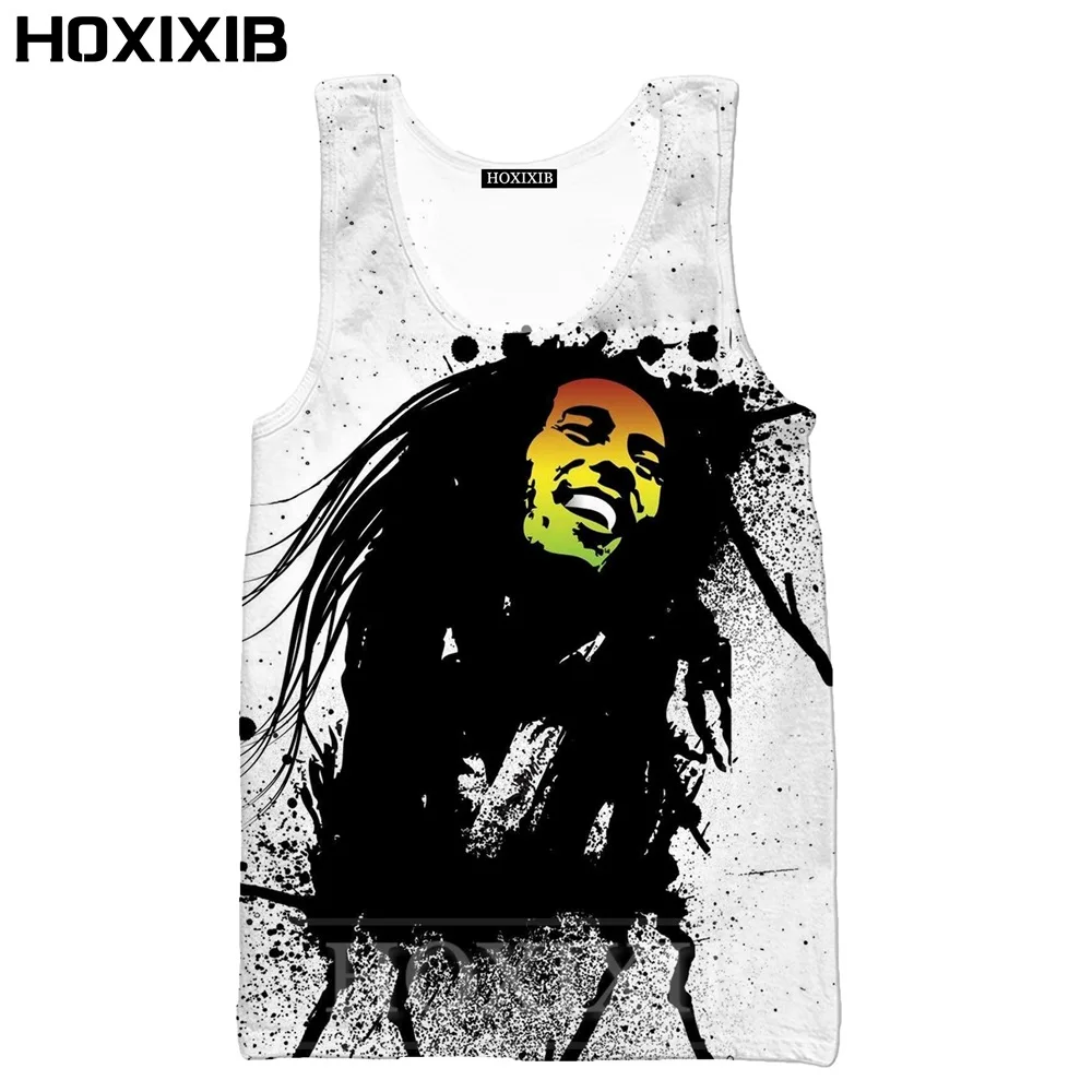 HOXIXIB 2020 Mænds Hvid Mode 3D-Print Sanger Bob Marley Vest Kølig Dukkert Mænd Ukrudt Tank Tops Kører Undertrøje Unisex Tøj 5