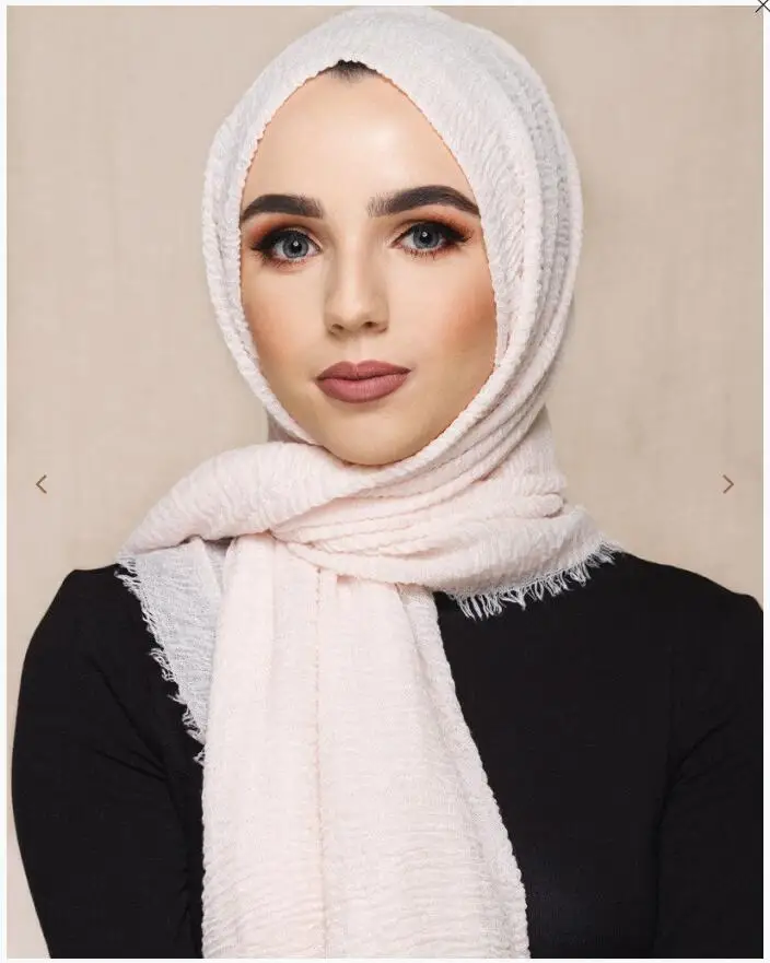 Nyeste Kvinder Tørklæde Crinkle Boble Hijab Bomuld Sjaler Mode Almindelig Rynke Wrap Muslimske Hovedbøjle Drapere Populære 87Color 10stk/Masse 5