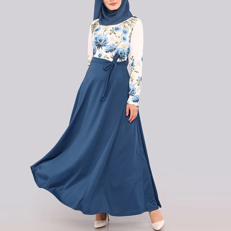 OTEN 2020 Abayas Muslimske Kjole Til Kvinder Afslappet og Elegant Patchwork Print Mænds Kimono Islamiske Kvindelige Robe Plus Size Kjoler Lange 5