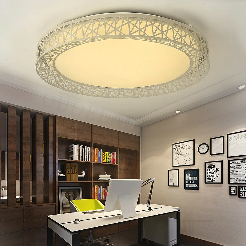 Moderne LED-loftsbelysning til Soveværelse, stue Strygejern lampen Hjem dekorative Sort/Hvide, Runde Fugle Reden Loft Lampe 5