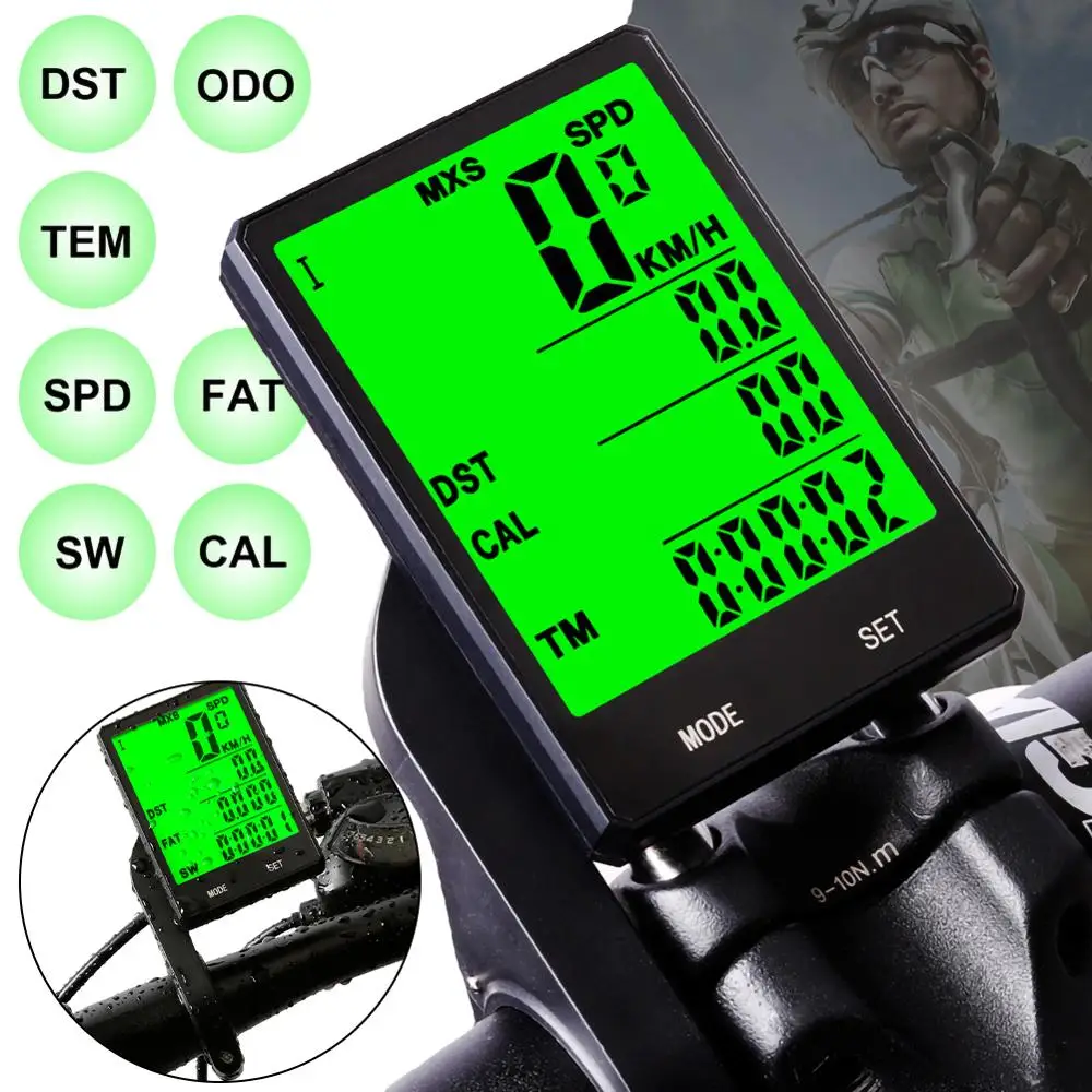 2,8 Tommer Cykel Trådløse Bluetooth-Stopur Odemeter Multi-funktion Digital Speedometer pulsmåler Måle Computer 5
