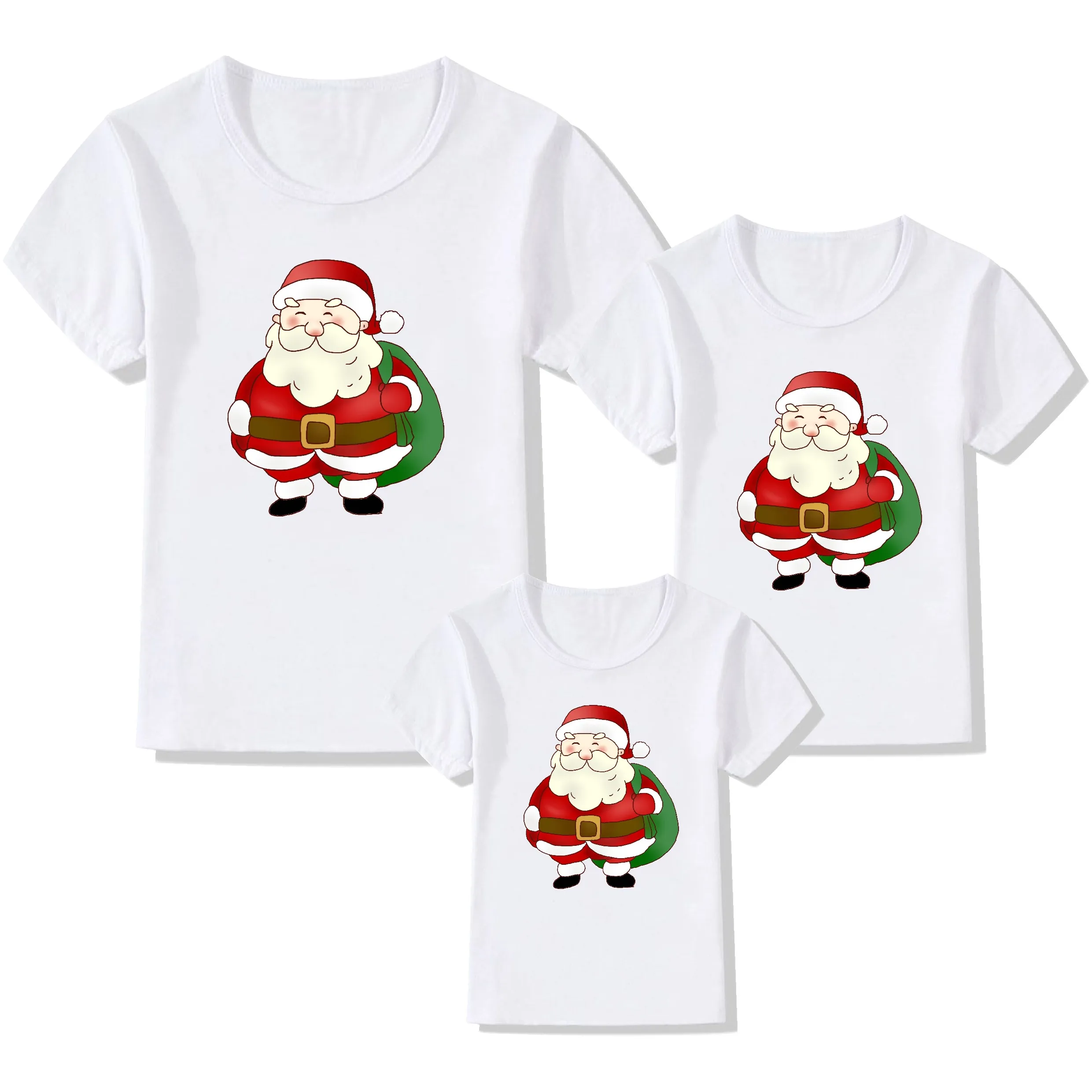 Familien Jul Udstyr Tshirt Santa Claus Print Mor Og Datter, Far Og Søn Korte Ærmer Matchende Udstyr Familie 5