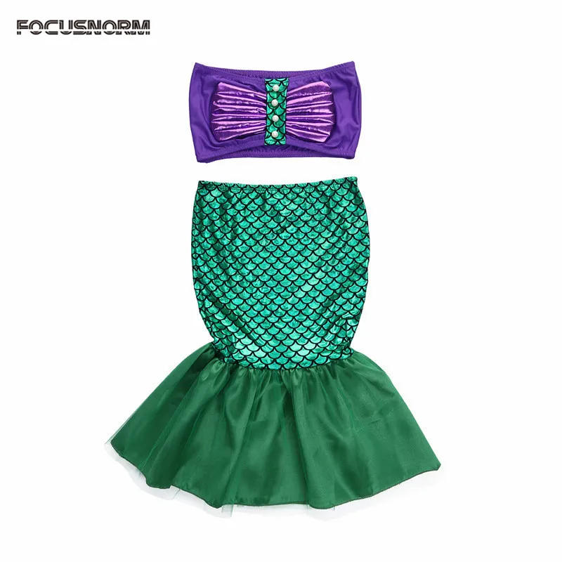 Den lille havfrue hale prinsesse kjole cosplay kostume børn til pige fancy grøn kjole Baby Pige Tøj 5