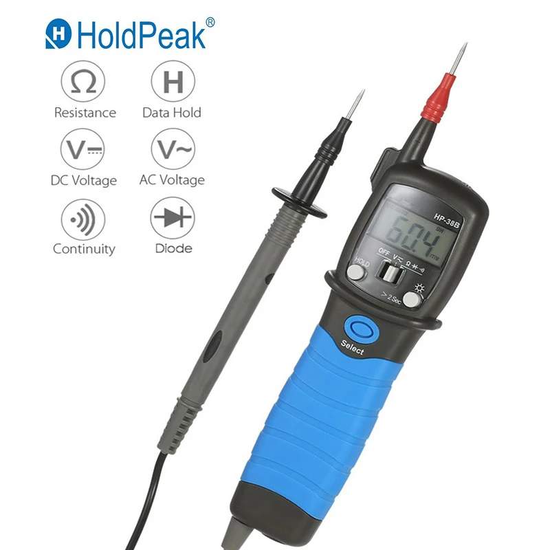 HoldPeak HP-38B Håndholdte Pen Type Auto-område område for Digital Multimeter DC/AC Spænding Meter Modstand Diode Kontinuitet Tester Baggrundsbelysning 5