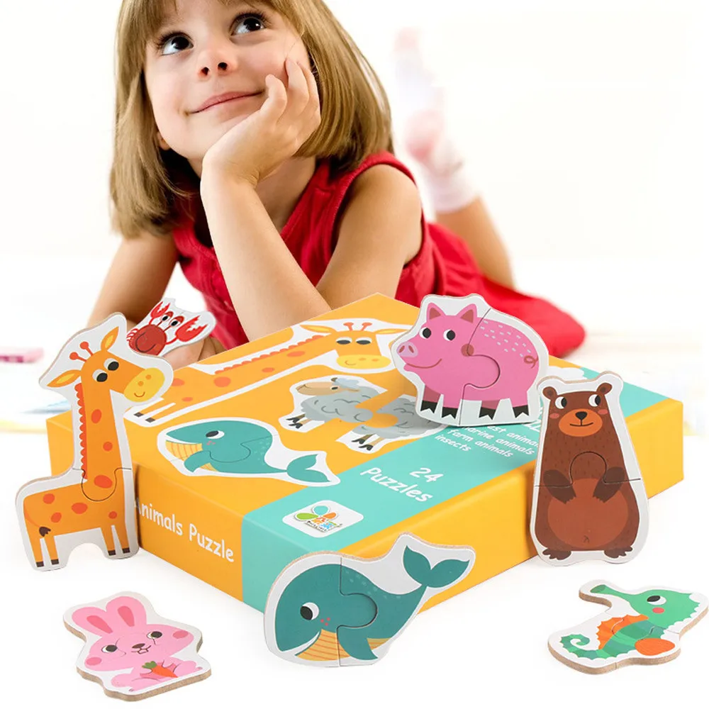 Kids Baby Træ-Træ Dyr, Kognition Puslespil Frugt Læring Pædagogisk Legetøj Julegaver til kid Udviklingsmæssige Baby Legetøj 5