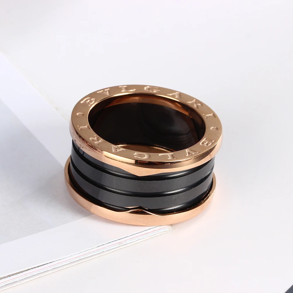 QSY Keramiske Mærke af Høj kvalitet keramiske ring Romertal indgraveret sort og hvid keramisk tråd par ring 5