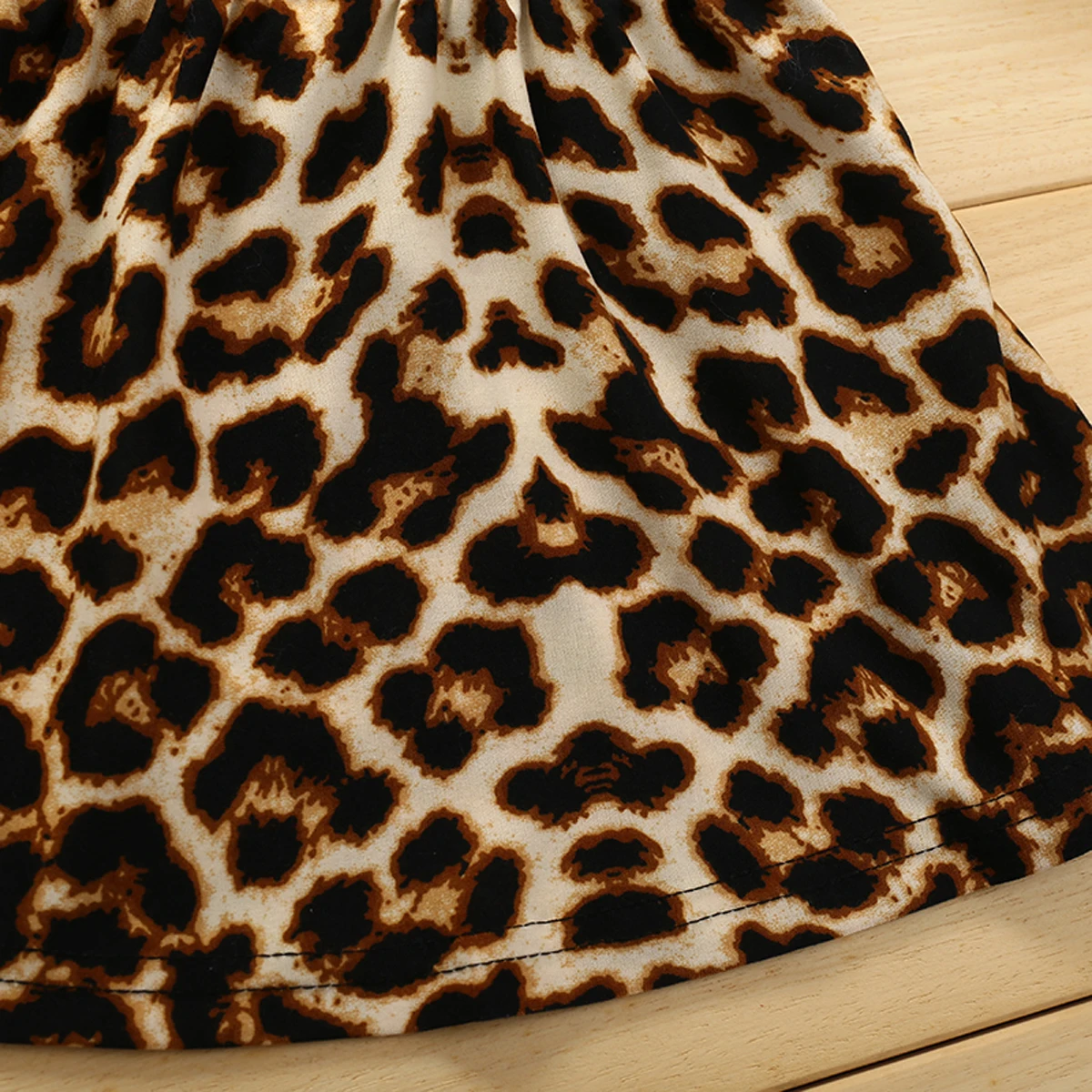 Mode Kjole til Baby Piger 6M-5T Lange Ærmer Hofteholder Toppe Leopard kjole Print Hofteholder kjole Outfits Set i vinter 5