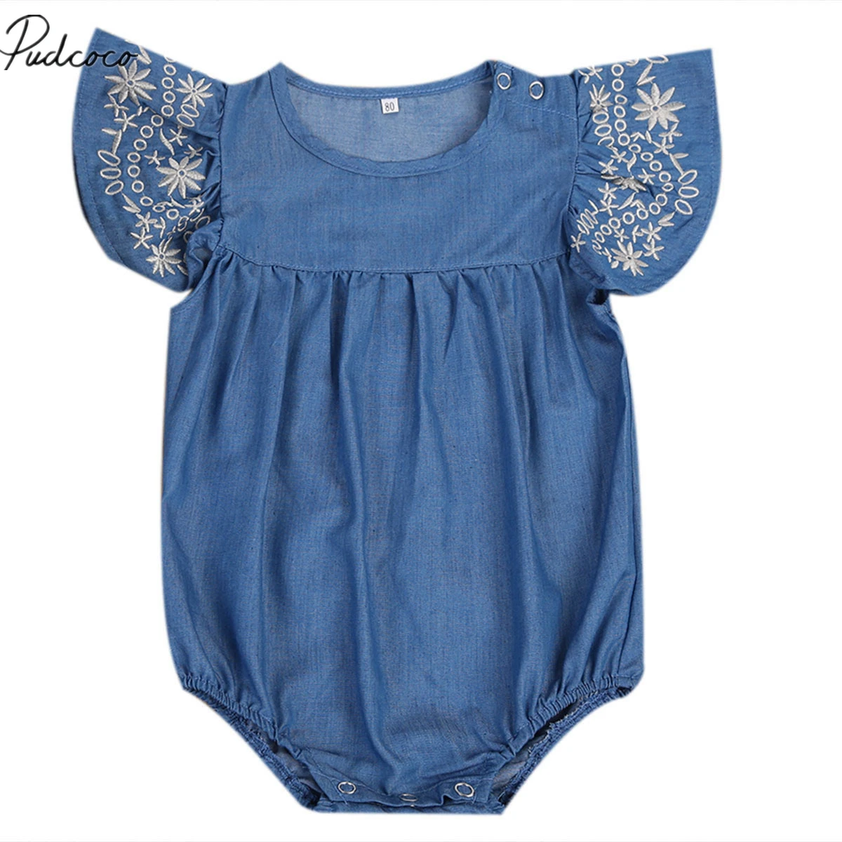 Citgeett Sommeren Nyfødte Børn Piger Spædbarn Tøj Denim Blå Buksedragt Ærmeløs Tøj Sunsuit Sat til 0-24M 5