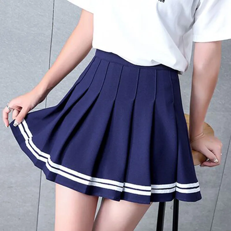 2020 høj talje plisserede nederdele Kawaii Harajuku Nederdele kvinder, piger lolita a-linje sømand nederdel Stor Størrelse Preppy skole uniform 5