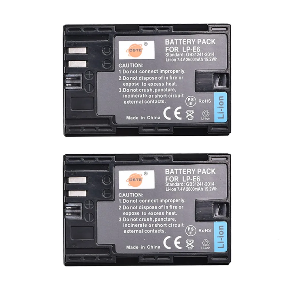 DSTE Erstatning for LP-E6 Li-ion Batteri Kompatible Canon EOS 5D Mark III EOS 7D mark II,EOS 7D mark III EOS R 5