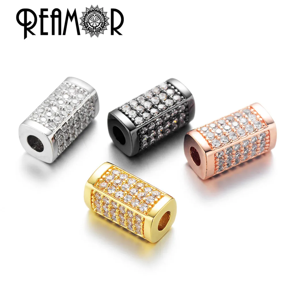 REAMOR Top Kvalitet DIY Metal Cylinder Perler Sort Micro Bane Zircon Spacer Perler til smykkefremstilling Beaded Armbånd Tilbehør 5