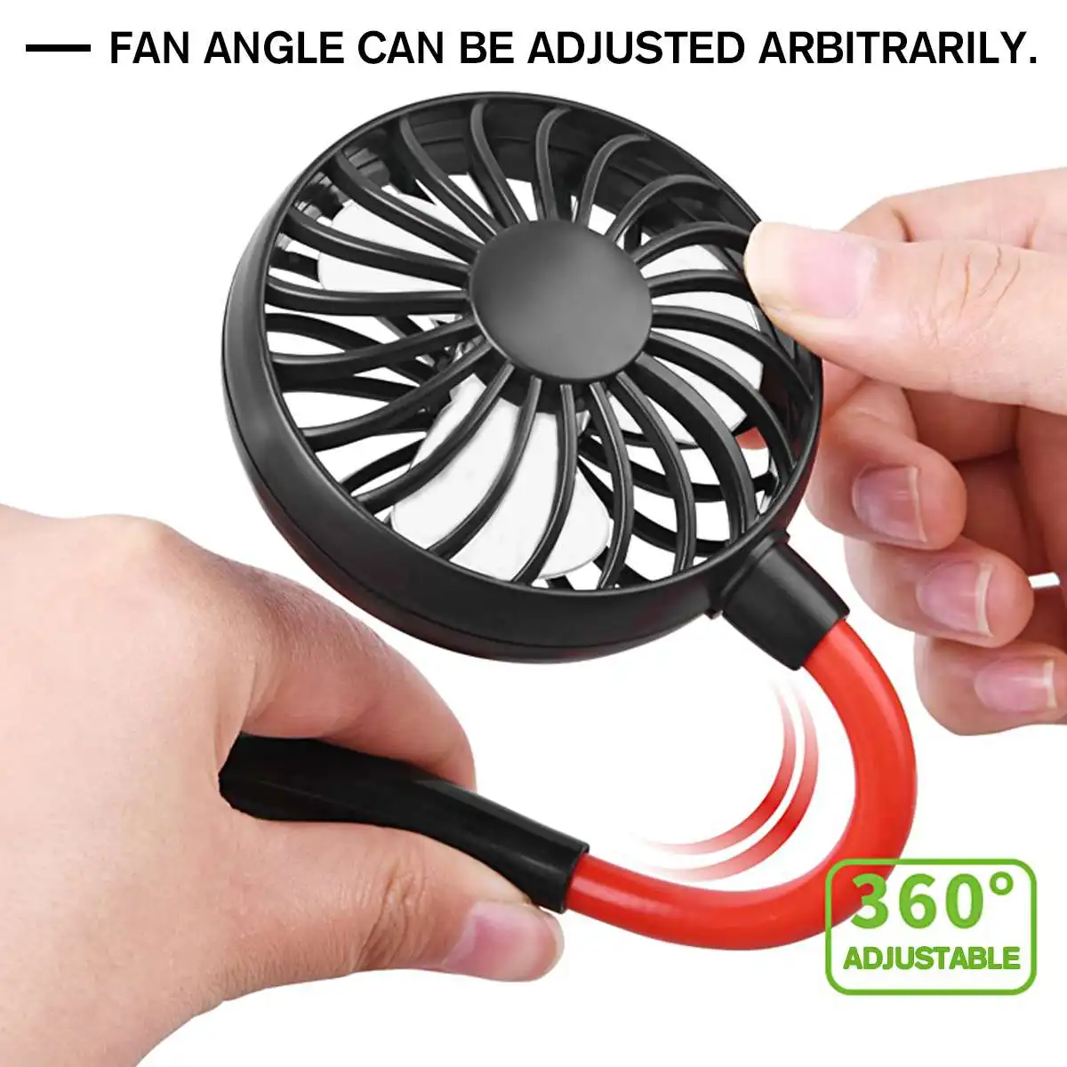 NY 360° Justering USB-Bærbare Fan Hands-free Hals Fan Hængende Genopladelige Mini Sports Fans 3 Gear Bærbare Sport Fan 5