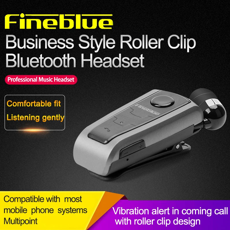 FineBlue F910 Trådløse Bluetooth Hovedtelefoner Bærbare, Håndfri Udstyr Udtrækkelig Headset Stereo Hovedtelefon Klip Mic Telefonopkald 5