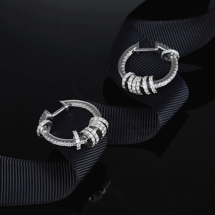 [MeiBaPJ]Ægte 925 Sterling Sølv Cirkel, Multi-ring Dråbe Øreringe til Kvinder Personlighed Fin Fest Smykker 5