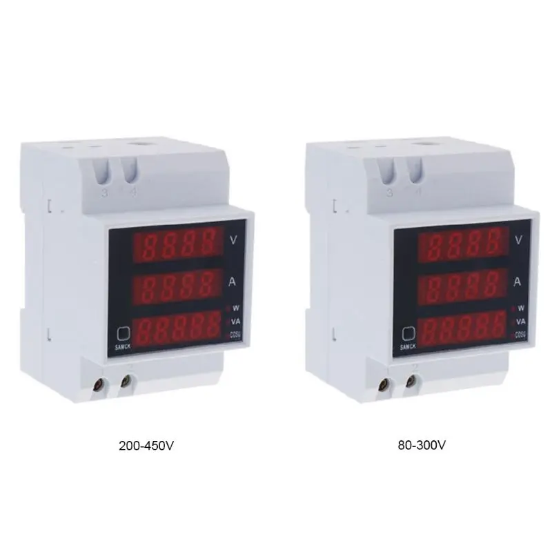 Din-Skinne Multi-Funktion Digital Meter Amperemeter Voltmeter LED Display Amp Spænding Strøm Overvåge AC 80-300V 200-450V 2 Type 5