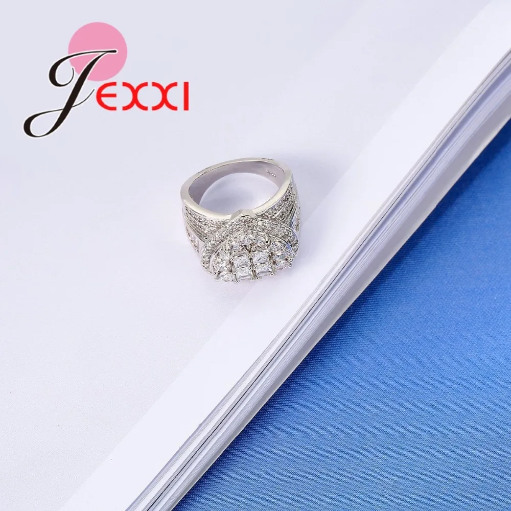 Luksus Kærlighed Hjerte Design Finger Ringe banet Micro Cubic Zircon Sterling Sølv 925 Smykker til Kvinder, Piger Gave 5