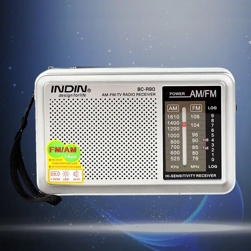 Håndholdte Bærbare AM/FM-Radio Indbygget Højttaler Modtager Lomme-Radio med Stik til Hovedtelefoner Teleskopisk Antenne Let (Sølv) 5