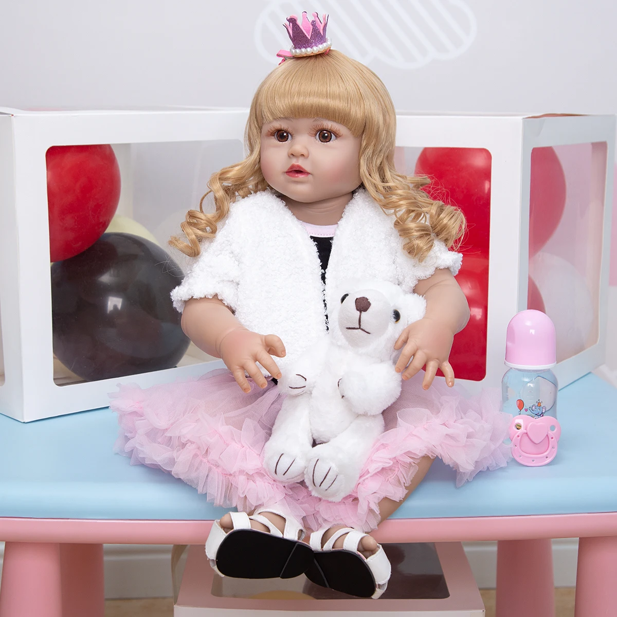 KEIUMI Reborn Dolls Full Vinyl Body 57cm Lifelike Fashion Princess Baby Doll Boneca Reborn Toy For Children's Day Gift 5