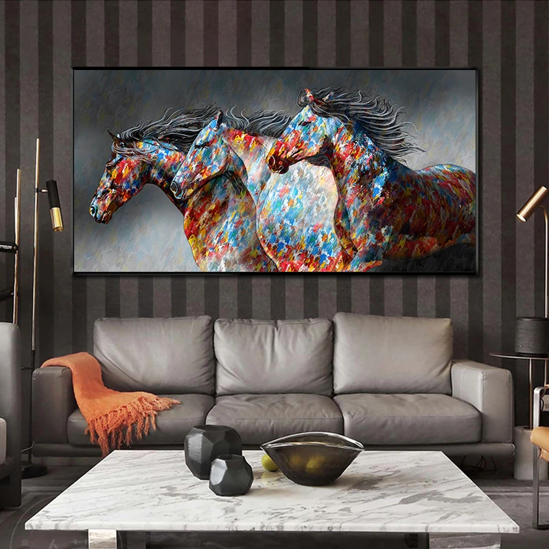 Væggen Olie Maleri Plakater Køre Hest Lærred Maleri Væg Kunst Billede Vilde Dyr Lærred-Billeder til stuen Uden Ramme 5