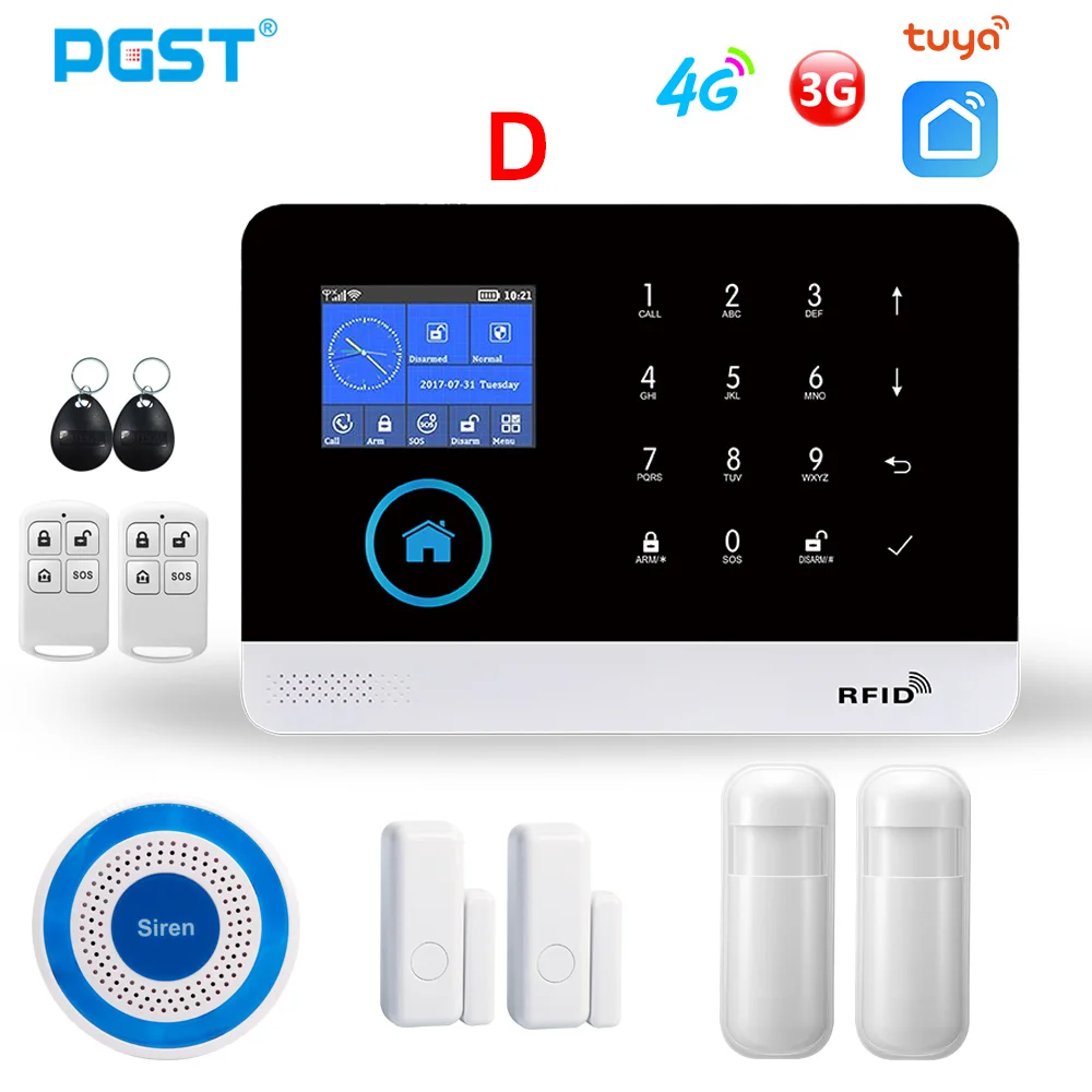 PGST PG103 4G, 3G-GSM Alarm System til Hjem Sikkerhed Alarm med Sol Trådløs Sirene Smart Home Kit Tuya Smart Liv APP Control 5