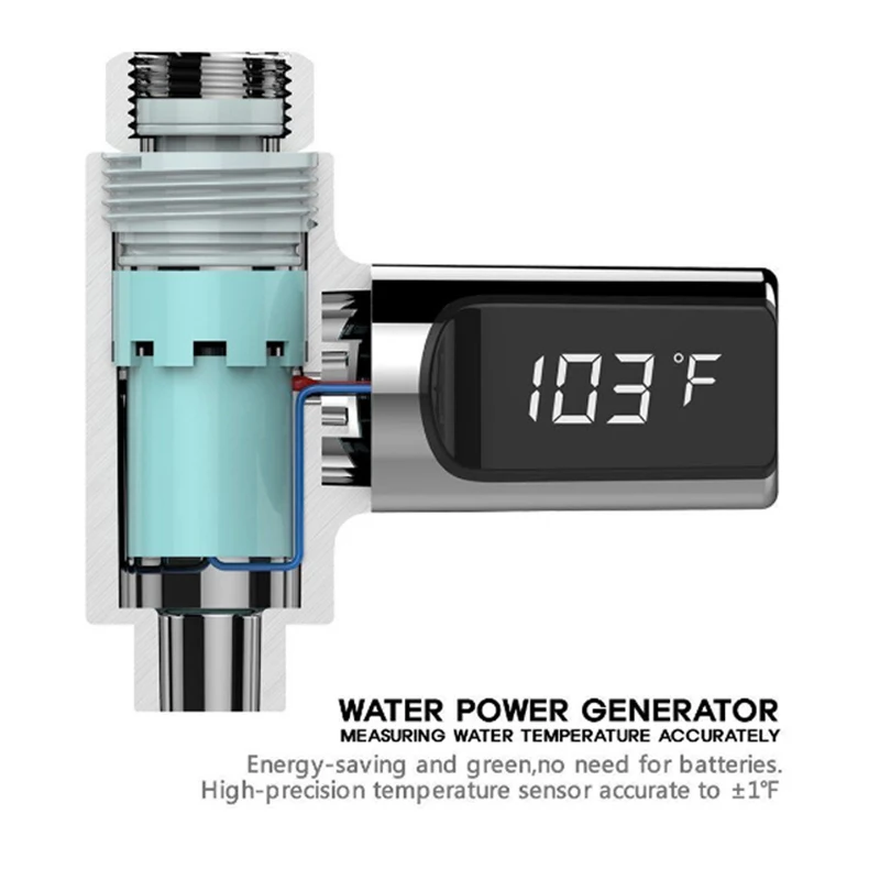 LED-Display Hjem vand bruser termometer flow vand temperture skærm led display brusebad termometre 5