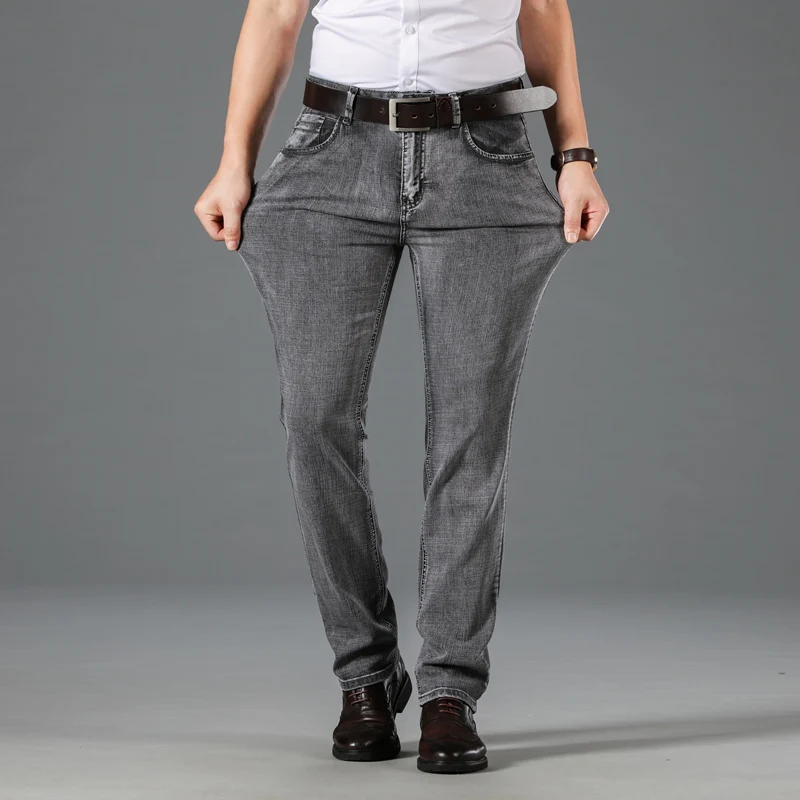 2020 Efteråret Ny Mørk Grå Avancerede Stretch Jeans Mænd Business Casual Fit Regelmæssig Bomuld Denim Bukser Mandlige Brand Bukser 5