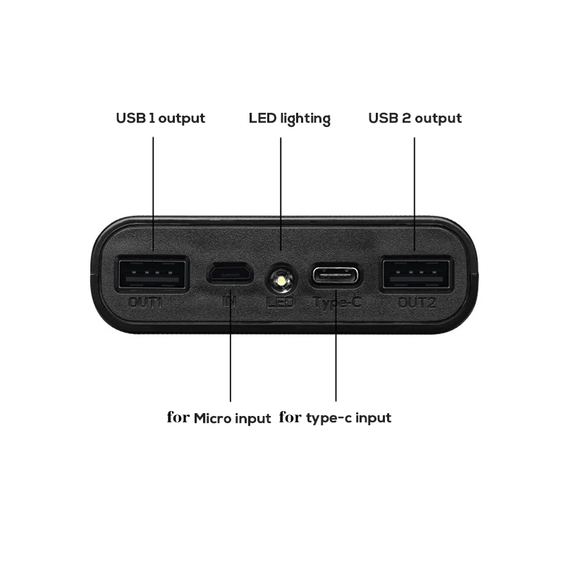 LED Powerbank Tilfælde Dække 6*18650 Batteri Micro Type C USB-Porte, LED Digitalt Display Power Bank Kit Dele Ekstern Oplader 5