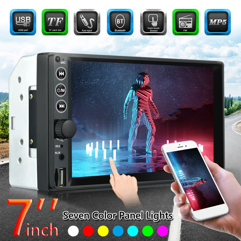 Dobbelt 2 DIN FM bilradio 7 tommer Touch-Skærm Ultra Slank Multimedie Video MP5 Afspiller Bluetooth-TF U Disk AUX-in Auto Stereo 5