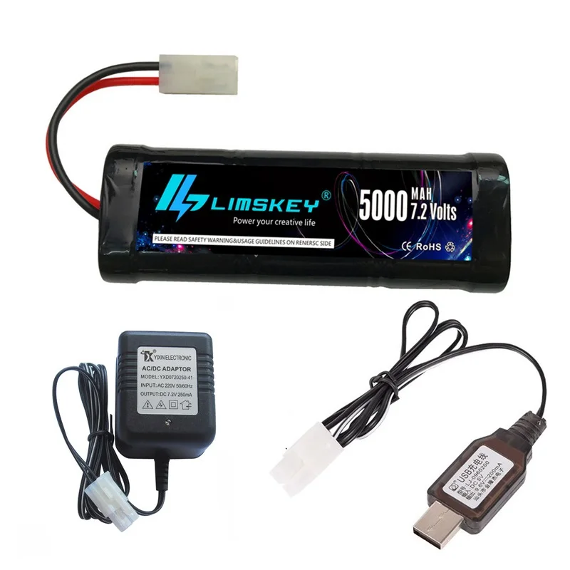 7.2 V Genopladeligt Batteri 7,2 v 3500mAh 500mAhNi-MH 7,2 v USB Oplader med Tamiya-Stik Kep-2p Stik til RC Racing Biler, Både, 5