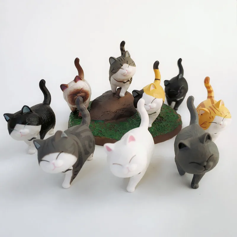9Pcs/Sæt Mini PVC Dyr Model Japansk Cat Doll Tal Toy Kreative Håndværk Ornamenter Søde Klokke Kat Dekoration Håndværk 5