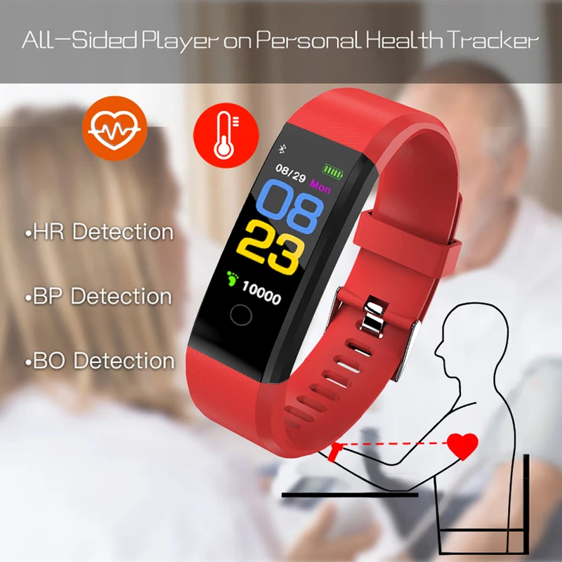 Smart Ur til Mænd Blodtryk Vandtæt Sport Armbånd pulsmåler Fitness Tracker Smartwatch Kvinder til iOS Android 5