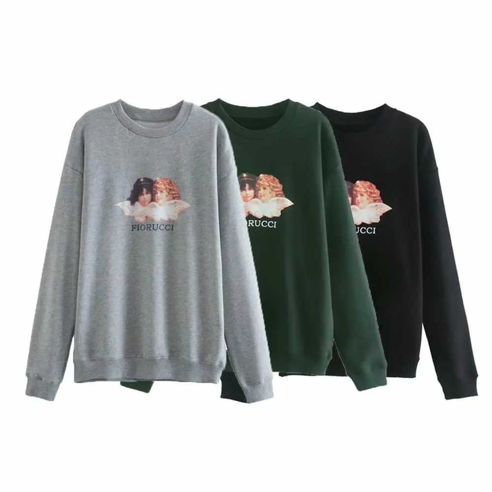 Falder 2020 Harajuku Print Kvinder Sweatshirt Cropped Top Sød langærmet crewneck Oversize Trøjer Vinter koreanske Hoodie Tøj 5