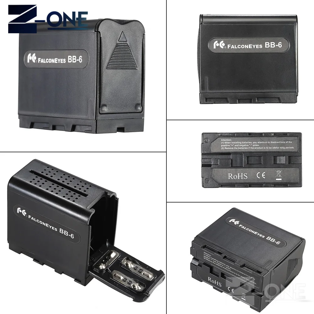 BB-6 6stk AA batterier Pack Batteriet Holder Strøm som NP-F NP-970 Serie Batteri til LED Video Light Panel / Skærm 5
