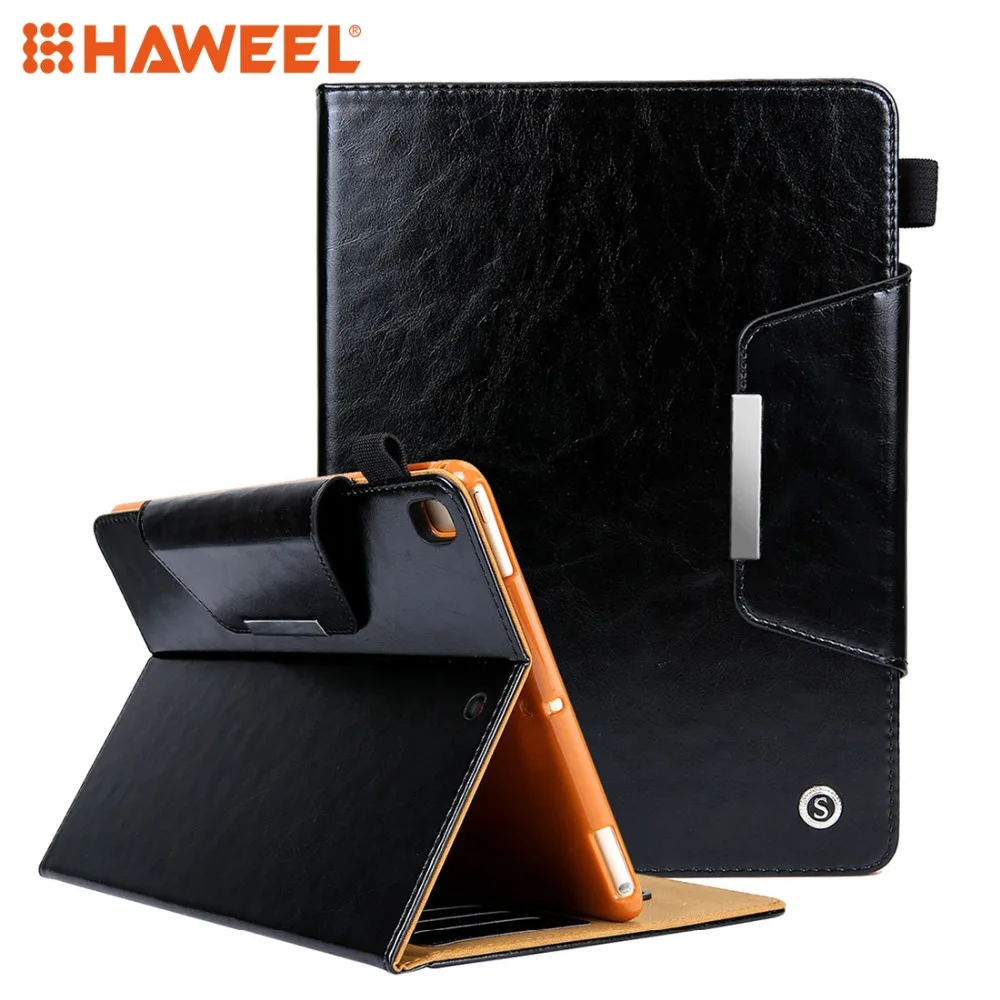Haweel Tablet Tilfælde Crazy Horse Tekstur Vandret Flip etui til iPad 9.7 (2018) (2017) med Indehaveren & Card Slots Tilbehør 5