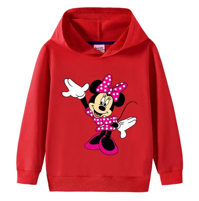 Disney Minnie Mouse Bomuld Trøje med Lange Ærmer T-shirt Efteråret Tegnefilm Børne Tøj Toppe Baby Pige Børns Hættetrøjer 5