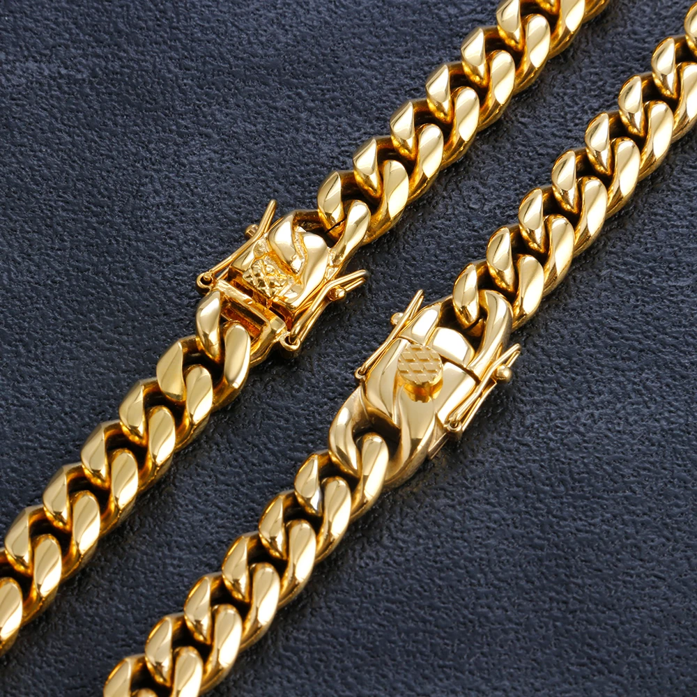 6mm-18mm Hip-Hop Golden Bremse Cubanske Kæde i Rustfrit Stål Halskæde Til Mænd og Kvinder Gyldne Armbånd Mode Smykker 5