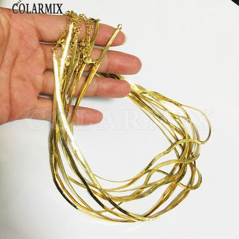 10stk Slange Fed kæde mix størrelse, Tilbehør til kvinder guld fyldt kæde snake-form halskæde 9647 5