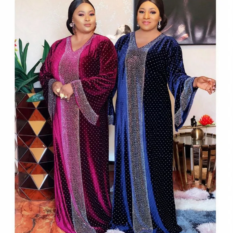 Afrikanske Kjoler til Kvinder 2020 Diamant Stribe Afrika Tøj Muslimske Lange Maxi Kjole Islamiske Marokkanske Kaftan Fashion Kjole Lady 5