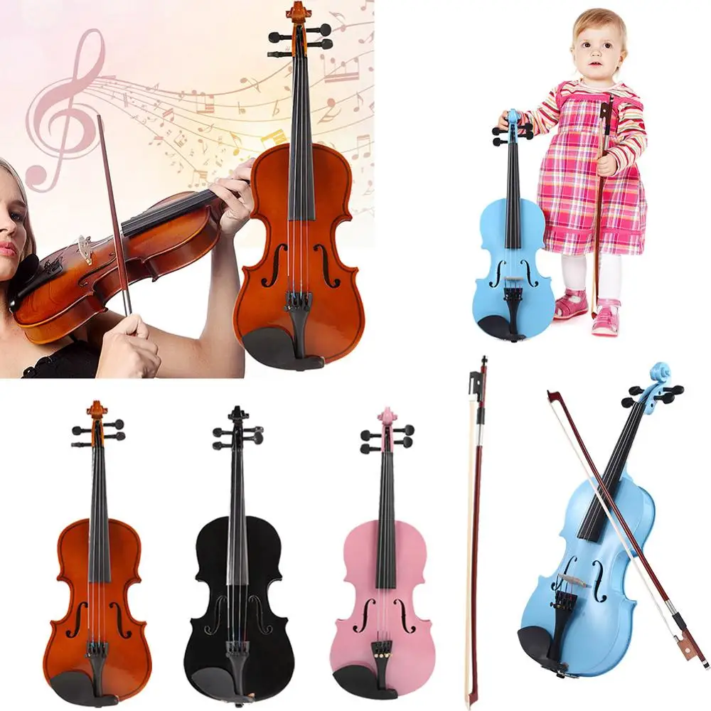 Håndlavet 1/8 Størrelse Akustisk Violin Gloss 4 Farve Violin med Bue Colophonium Musical Instrument For Begyndere musikelsker uddannelse 5