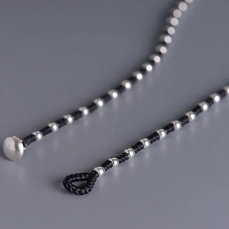 Nye S925 ægte Sølv Halskæde til Kvinder Mode Hånd Vævet 4mm 925 Sølv Perle Voks Halskæde Kvinders sølv Halskæde 5