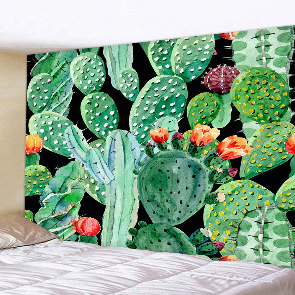 Drop Shipping Kaktus Akvarel Trykt Gobelin Væggen Hænger Boho Indretning Væggen Klud Gobelin Mandala Palmeblade Væg Kunst Tæppe 5