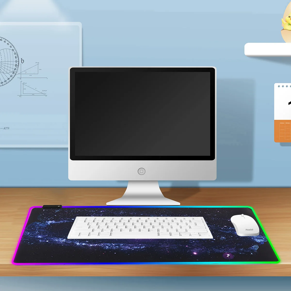 LEORY RGB musemåtte Vandtæt skridsikker Tastatur Mat 7 Monochromes 14 Slags Lys Effekt Cool Bruser Mat Tastatur Skrivebord Mat 5