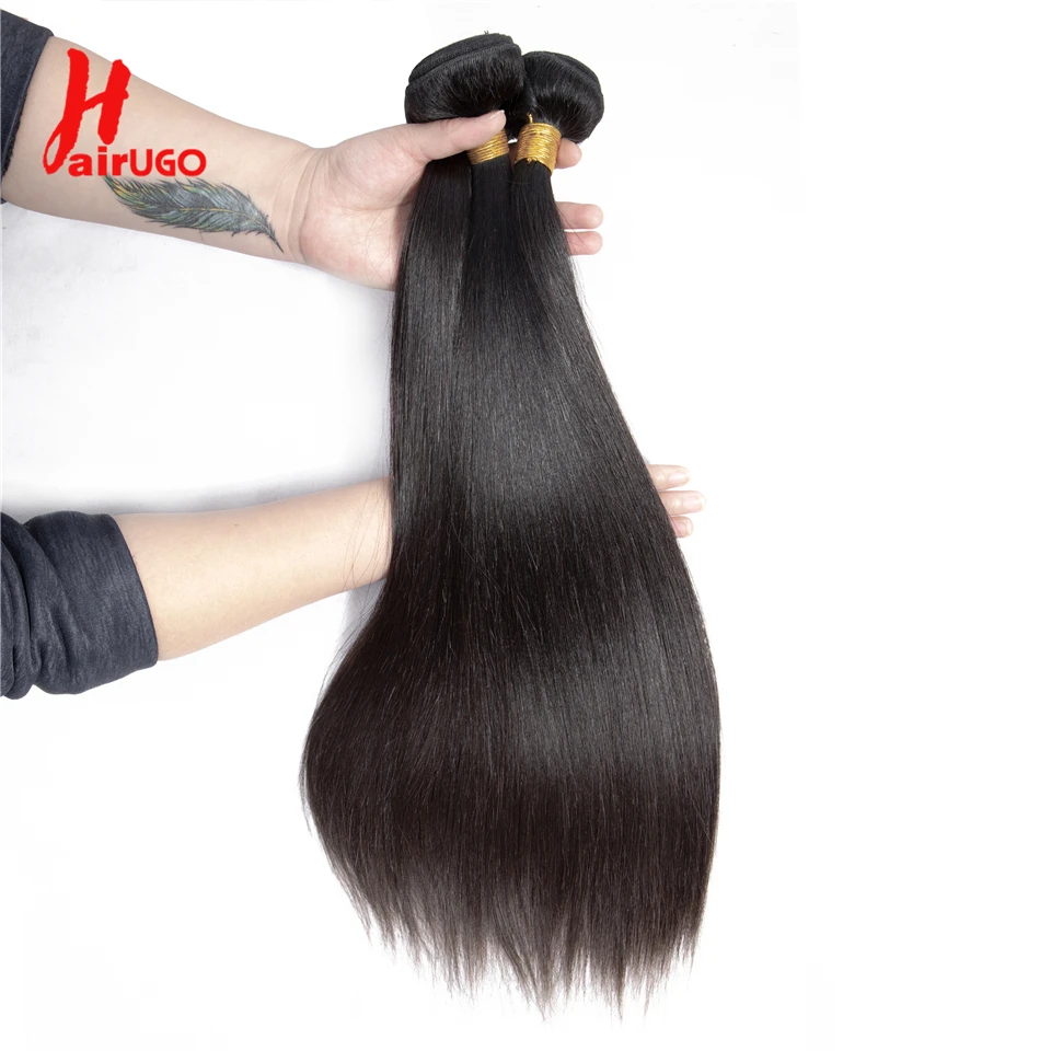 Brasilianske Straight Hair Weave Bundles Menneskehår Bundter Kan Købe Med Lukning Naturlige Farve HairUGo Non Remy Hår Vævning 5