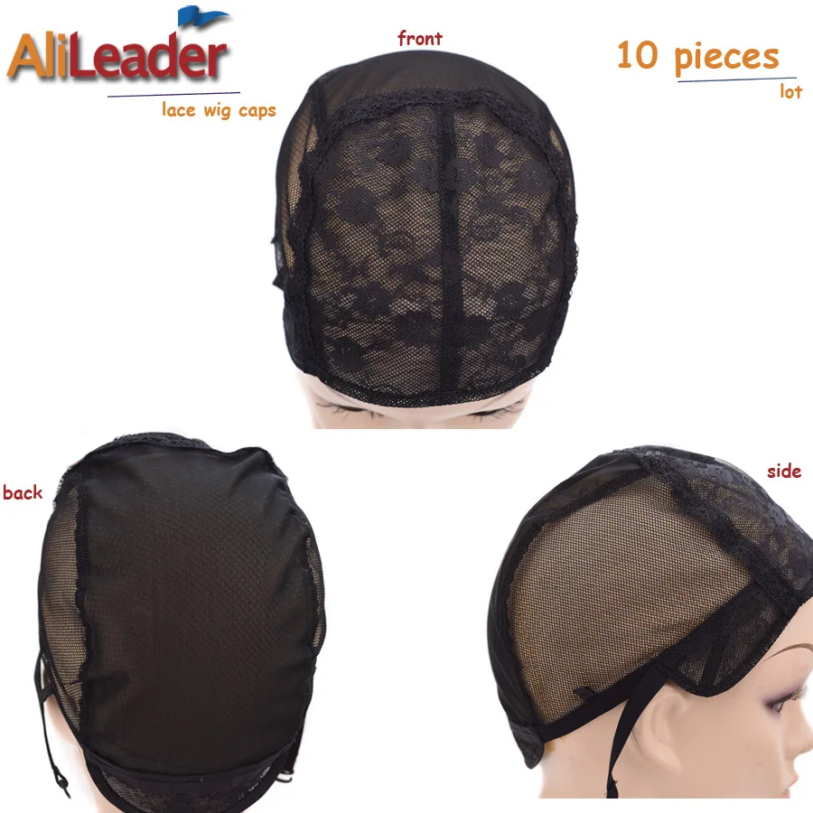 Alileader Glueless Dobbelt Garn Lace Wig Caps For Fremstilling Af Parykker Med Justerbar Rem Strækbar Elastisk Vævning Cap Large Sort 5