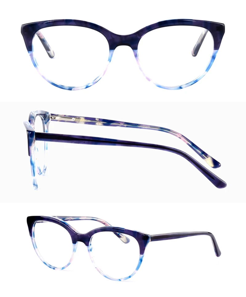 Ny trend acetat cat eye briller rammer kvinder øje slid dobbelt farve optiske briller ramme 5
