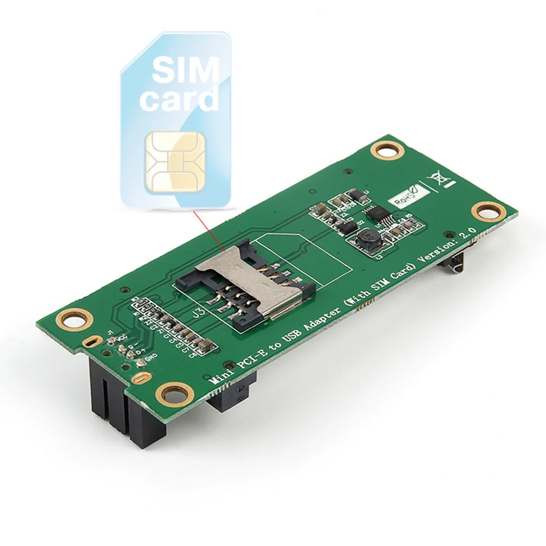 Mini-PCI-E Trådløse WWAN Test-Kort, USB-4Pin MiniPCI Express-Adapter med SIM-Kort Slot til Modul 3G/4G for HUAWEI, SAMSUNG ZTE 5