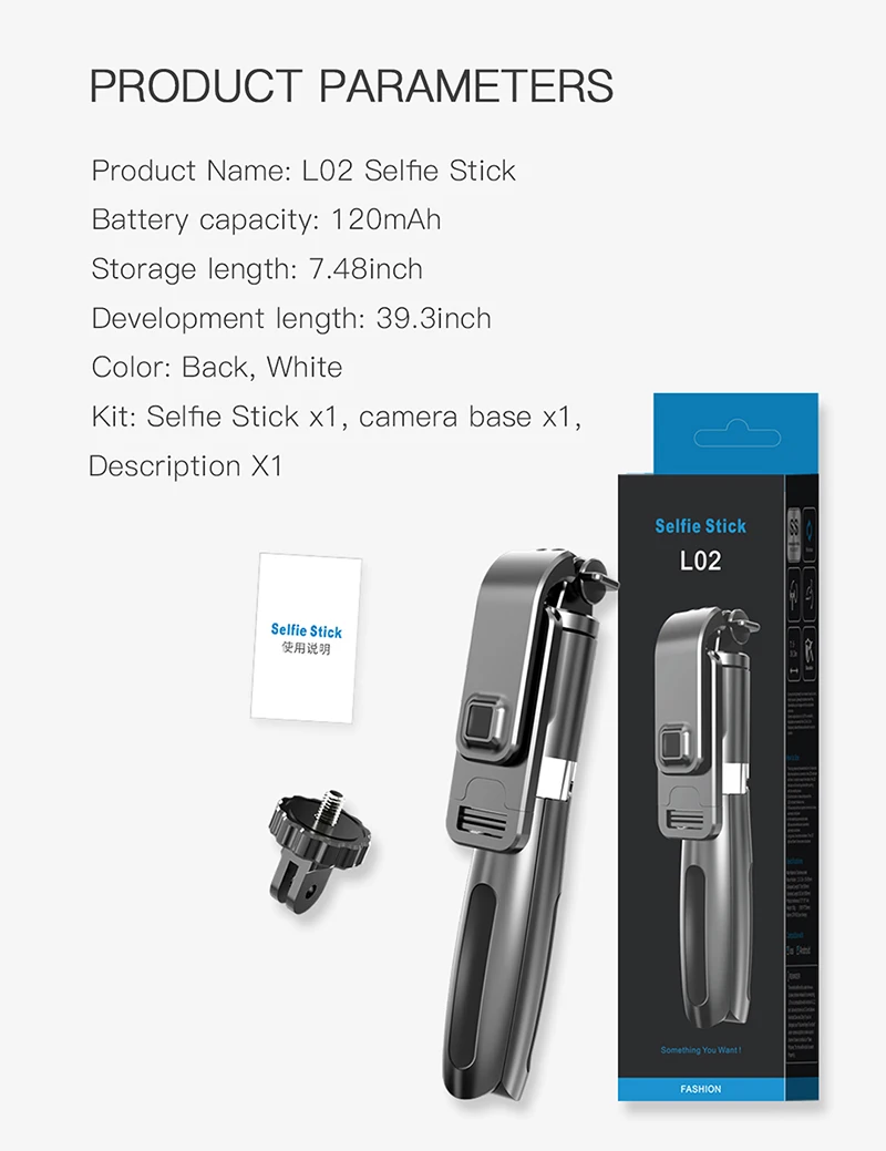 Nye Foldbare Stativer & Monopods Universal Til IPhone Og Android-Telefoner, Trådløst Bluetooth Selfie Stick Stativ Med Fjernbetjening Lukker 5