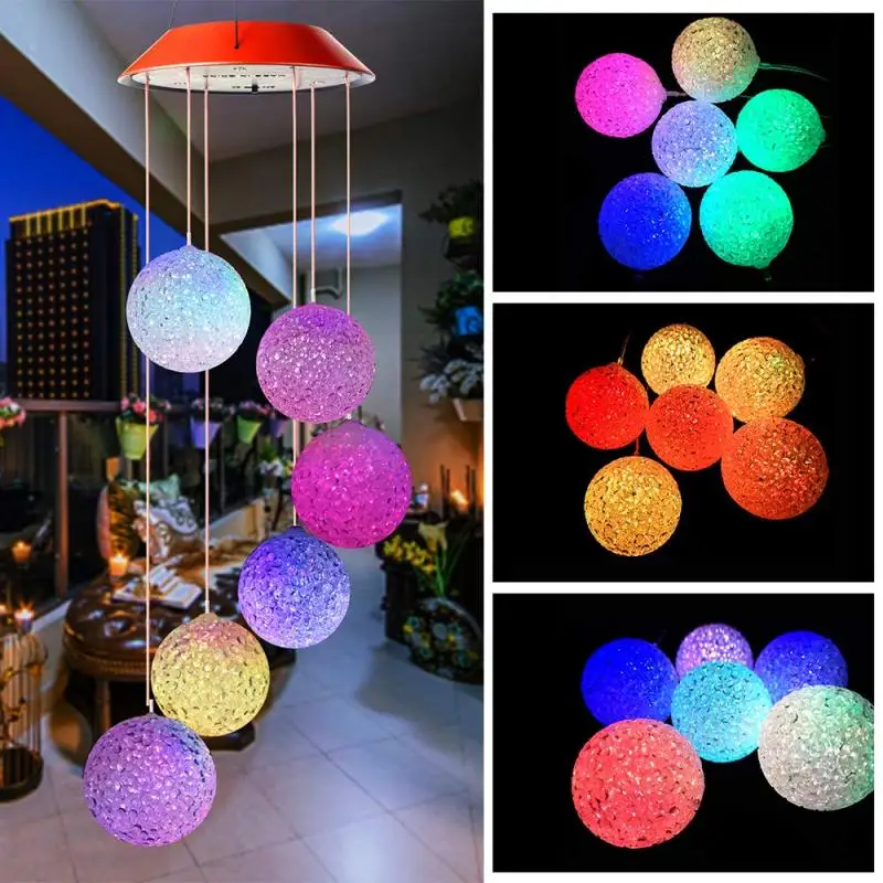 Sol-Drevne LED Wind Chime Bærbare Farve Skiftende Spiral Spinder Windchime Kreative Hjem Have Dekorative Lys Windbell 5