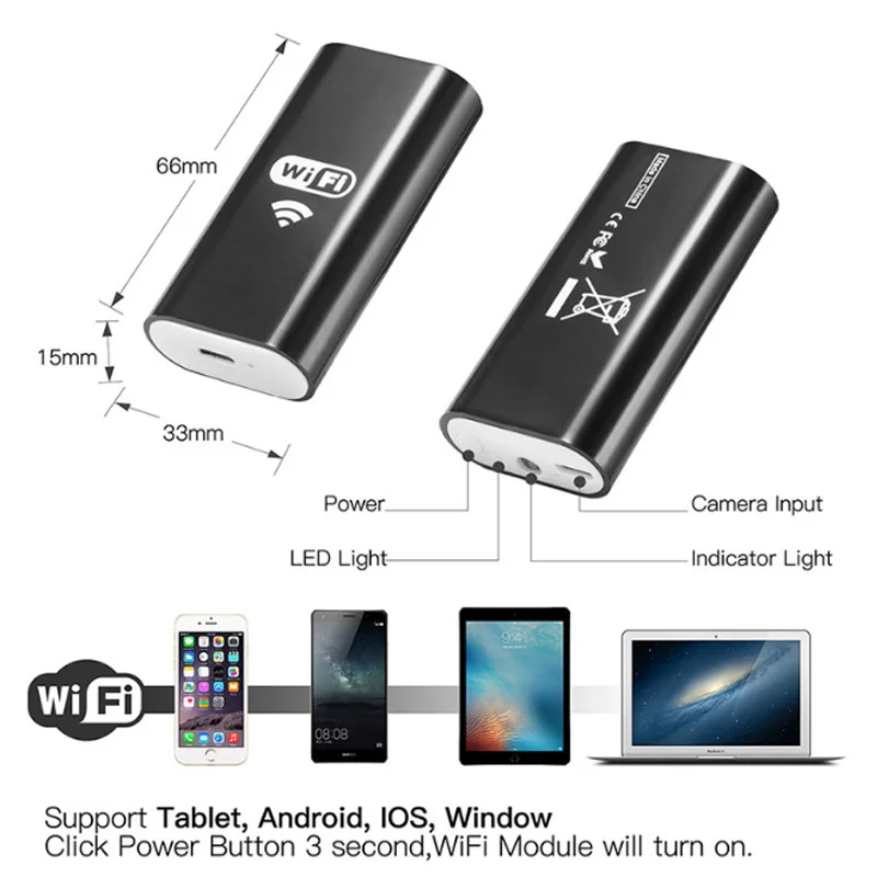 7/8mm Wifi Endoskop Kamera, HD 720P/480P 6LED Vandtæt Fleksibel USB-Inspektion Endoskop til Android PC-1m/2m/5m/10m Kabel 5