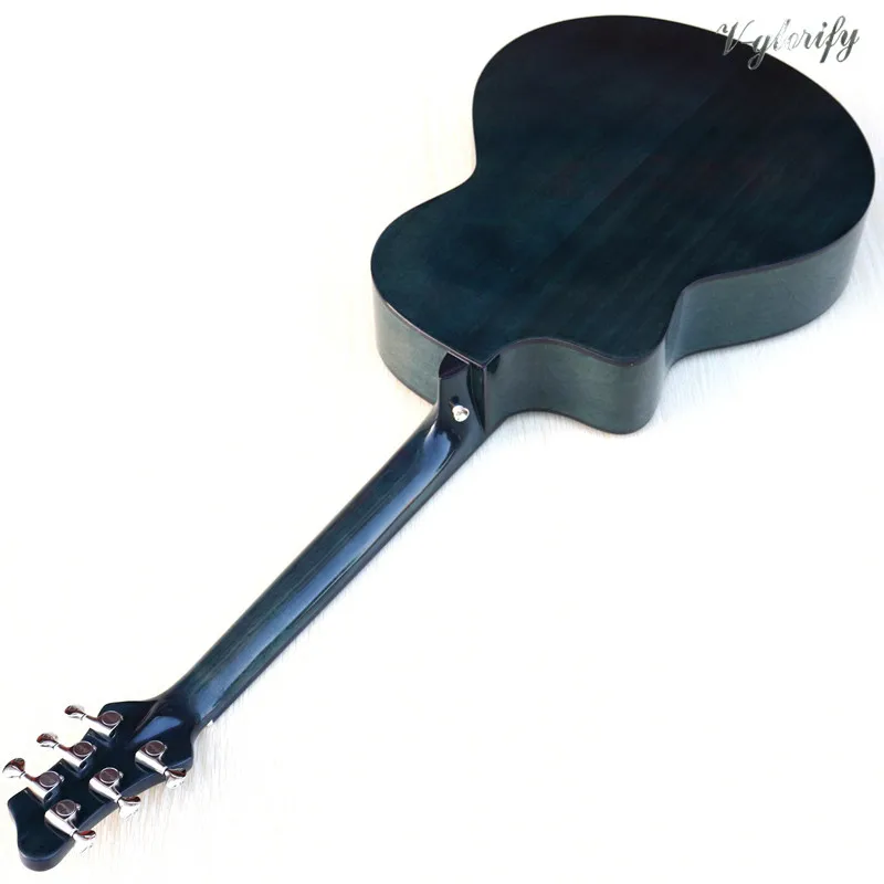 Solid wood spruce top blå farve akustisk guitar 41 tommer cutaway design højglans 6 string folkemusik guitar 2020 nye ankomst 5